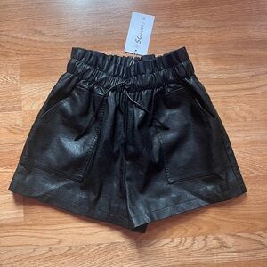 Faux Leather High Waist Black Shorts